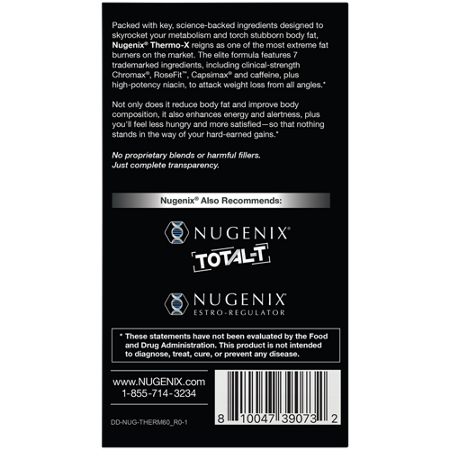 Nugenix Thermo-X Extreme Thermogenic Fat Burner box back