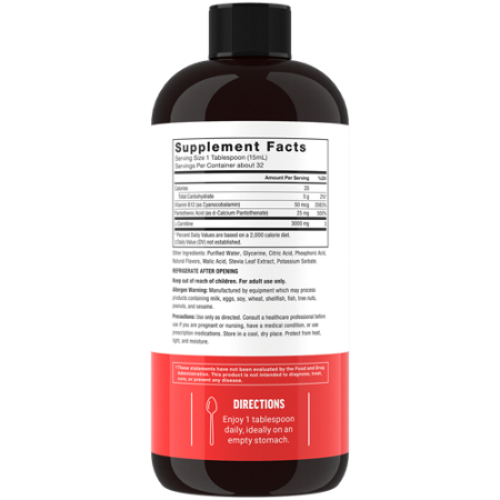 Supplement Facts label for Force Factor L-Carnitine