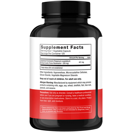 Force Factor Resveratrol Antioxidant Supplement Label