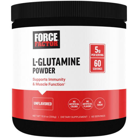 Force Factor L-Glutamine Powder container front