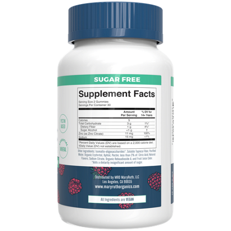 Zinc Gummies Supplement Label for Immune Health