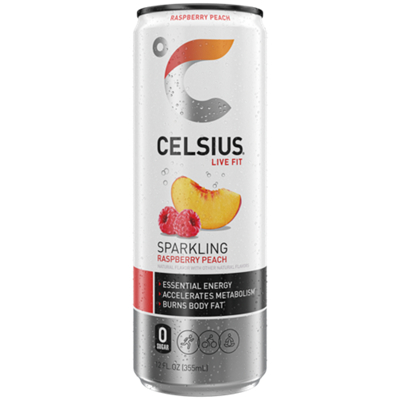 Celsius Live Fit Sparkling Energy Drink - No Sugar - Raspberry Peach (12 Drinks, 12 Fl Oz. Each)
