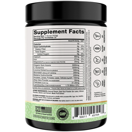 Supplement Facts label for Protea GI Assist Powder