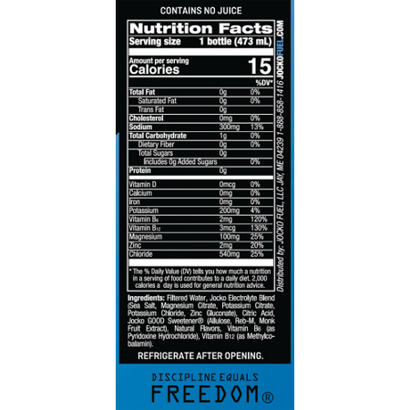 Supplement Facts label for JOCKO FUEL Hydration Amplifier