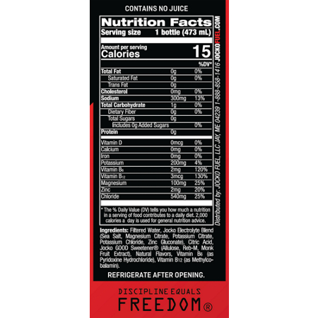 JOCKO FUEL Hydration Drink Supplement Facts label
