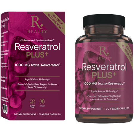 Resveratrol Plus 1000 MG Trans-Resveratrol capsules bottle and box front