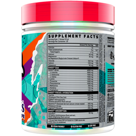 Supplement Facts label for GHOST Intra EAA BCAA Hydration Welchs Grape
