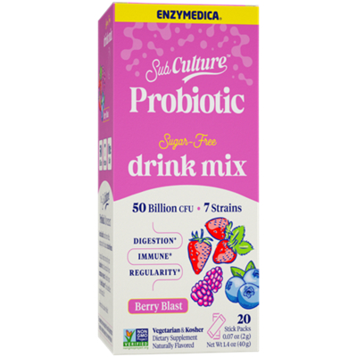 Subculture Probioitic Sugar-Free Drink Mix - 50 Billion CFU - Berry Blast (20 Stick Packs)