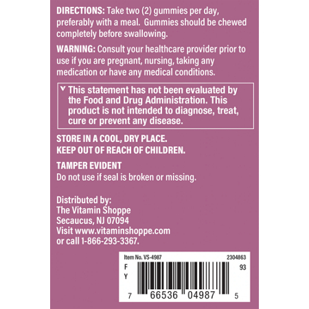 Directions for The Vitamin Shoppe Tart Cherry Gummies Antioxidant Support