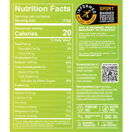 RAW Replenish Electrolyte Recovery Lemon Lime label