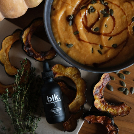 BLK mineral drops with soup and roasted squash slices