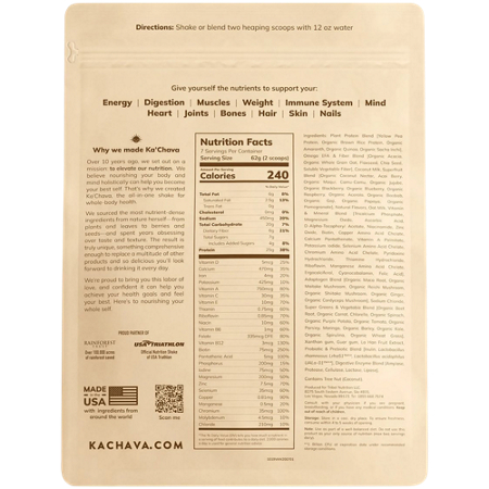 KaChava The All-In-One Nutrition Shake Vanilla 25g Plant Protein bag view 3