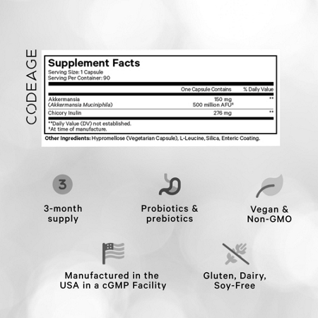 Supplement Facts label for Codeage Akkermansia 500 Ultra