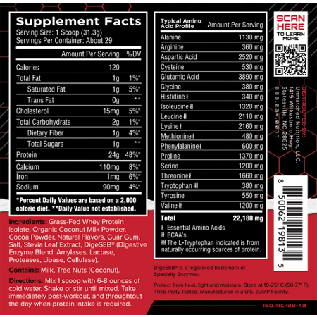 Whey Protein Isolate Rich Chocolate Supplement Label
