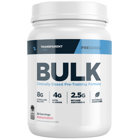 Transparent Labs Bulk Clinically Dosed Pre-Training Formula container front