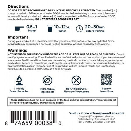 Directions for Transparent Labs Bulk Pre-Training Formula