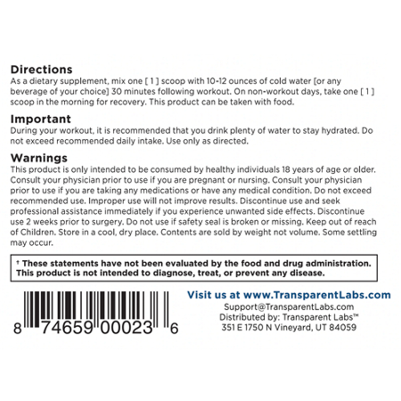 Directions for Transparent Labs Creatine HMB Tropical Punch