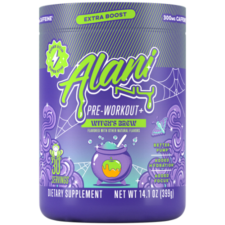 Alani Nu Pre-Workout with Extra Boost Witches Brew container front