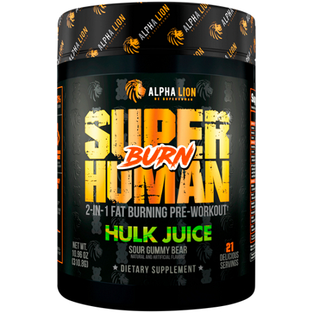 Alpha Lion Superhuman Burn Hulk Juice pre-workout container front