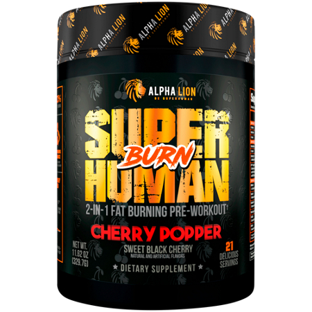 Superhuman Burn 2-in-1 Fat Burning Pre-Workout Cherry Popper container front