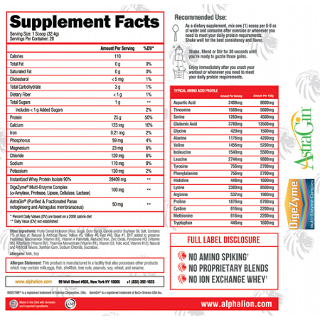Alpha Lion Superhuman Whey Protein Label