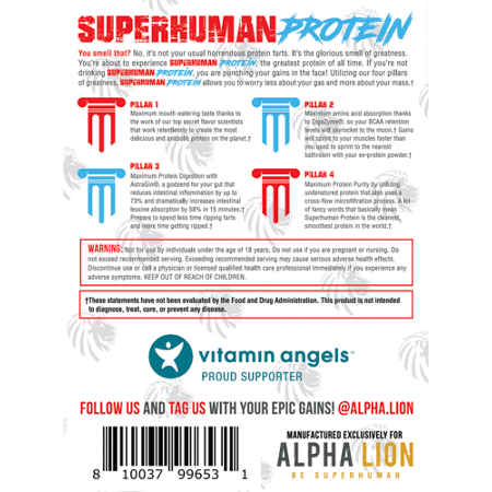 Alpha Lion Whey Protein Cinnamon Swole Cereal label