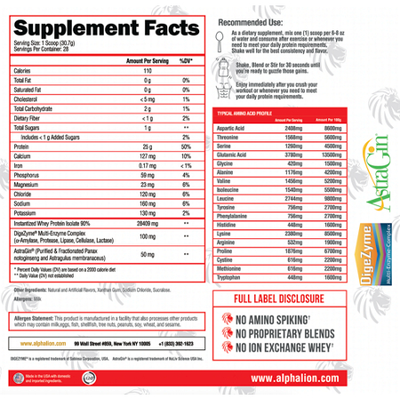 Alpha Lion Whey Protein Isolate Hulk Milk Vanilla Label