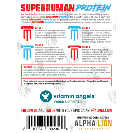 Superhuman 100 Percent Whey Protein Isolate Orange Gainsicle label view 4