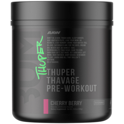 Thuper Thavage Pre-Workout Powder – Cherry Berry (21.02 Oz./ 20 Servings)