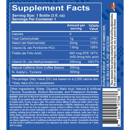 Label for RedCon1 Total War Energy Shot Arctic Berry