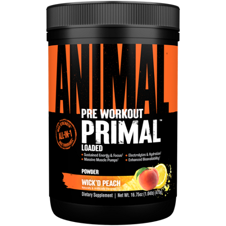 Animal Pre Workout Primal Powder Wic'kd Peach container front