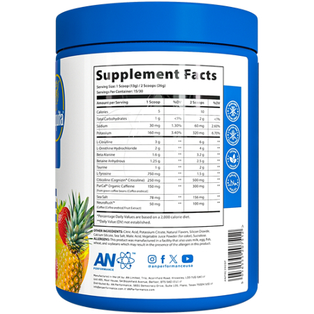Supplement Facts for AN PERFORMANCE Energy Pre-Workout