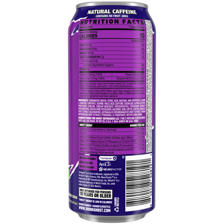 GHOST Energy Drink Zero Sugar Welch's Grape can view 3