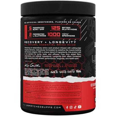 Longevity EAA Essential Amino Acids Strawberry Colada container view 4