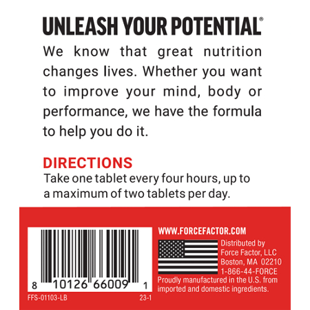 Directions for Force Factor Caffeine Boost Energy Focus and Performance tablets