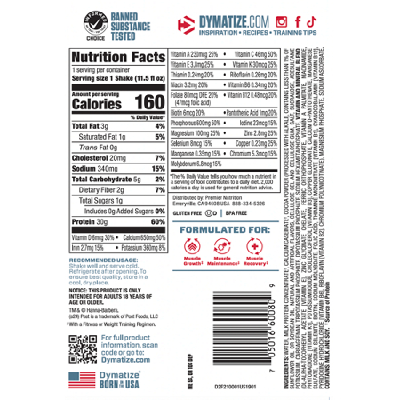 Dymatize Protein Shake Cocoa Pebbles Supplement Facts