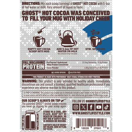 Directions for GHOST High Protein Hot Cocoa Mix