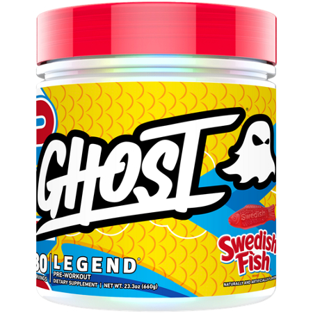 GHOST Legend V4 Pre-Workout Swedish Fish container front