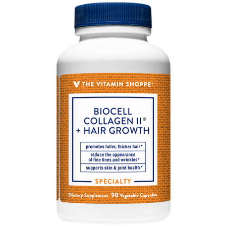 The Vitamin Shoppe Biocell Collagen II Hair Growth capsules front