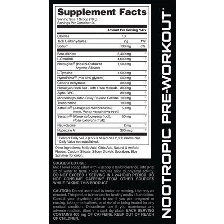Supplement Facts for Bucked Up Mother Bucker Pre-Workout