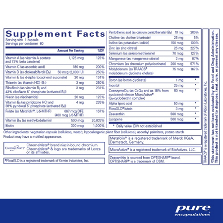 Supplement Facts: Pure Encapsulations ONE Multivitamin