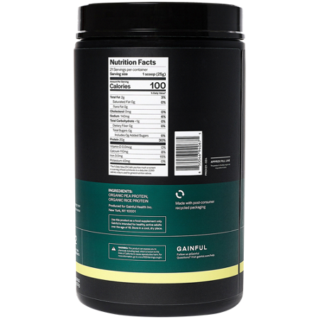 Gainful Vegan Protein Unflavored container view 4