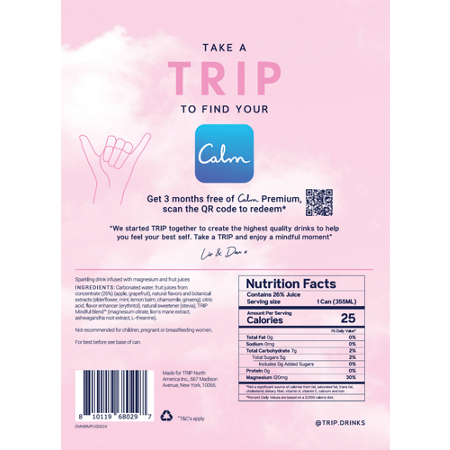 TRIP Sparkling Drink Infused with Lions Mane and Magnesium can back