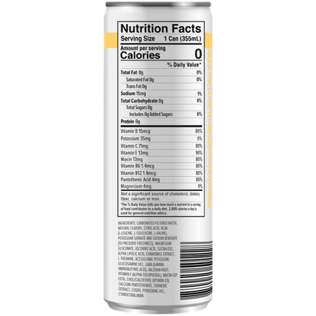 Nutrition Facts label for F3 Mood Drink Supports Mood and Sleep Pina Colada