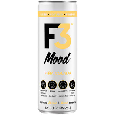 F3 Mood Drink - Supports Mood and Sleep - Pina Colada (12 Drinks, 12 Fl Oz. Each)