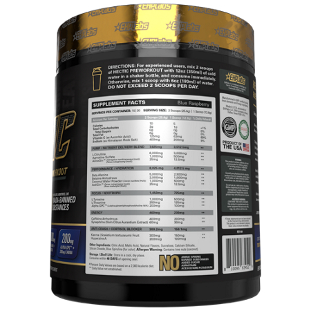 EHP Labs Hectic High-Stim Advanced Pre-Workout Blue Raspberry view 3