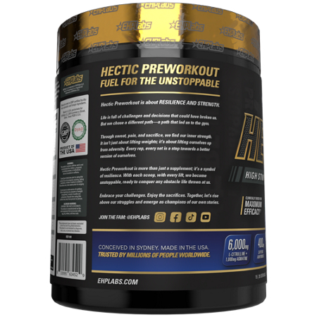 EHP Labs Hectic High-Stim Advanced Pre-Workout Blue Raspberry view 4