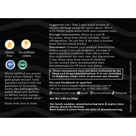 BetterAlt Shilajit Gold with Ashwagandha & Saffron 600 MG