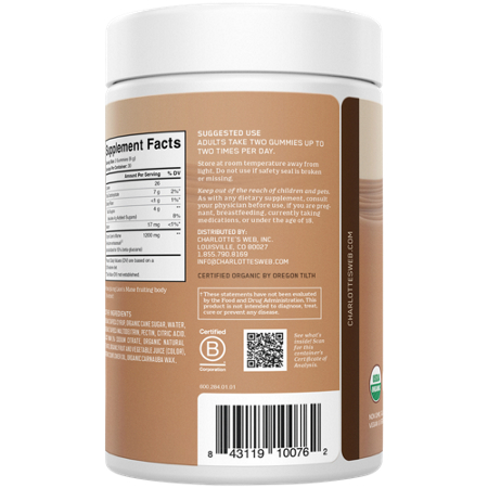 Charlottes Web Lions Mane Mushroom Gummies container back