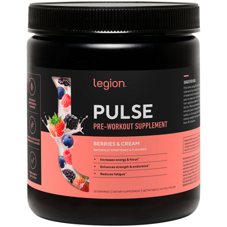 Legion Pulse Pre-Workout Berries Cream bottle front